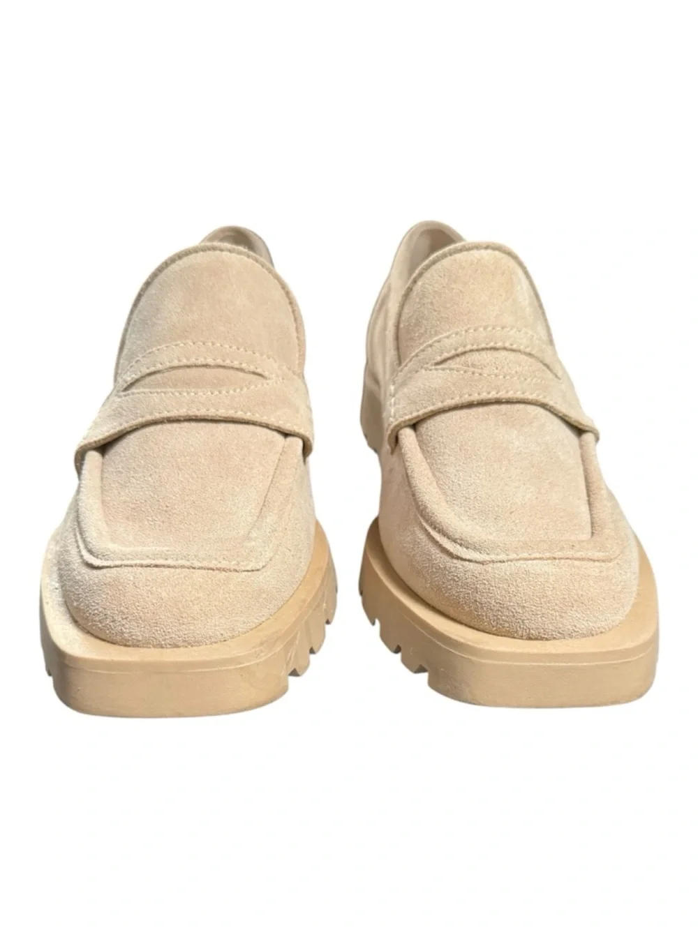 Dolce Vita Chunky Suede Loafers Platform Lug Sole Beige Size 11